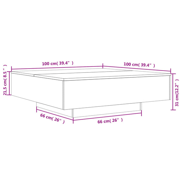 Coffee Tables Coffee Table White 100X100x31 Cm Engineered Wood