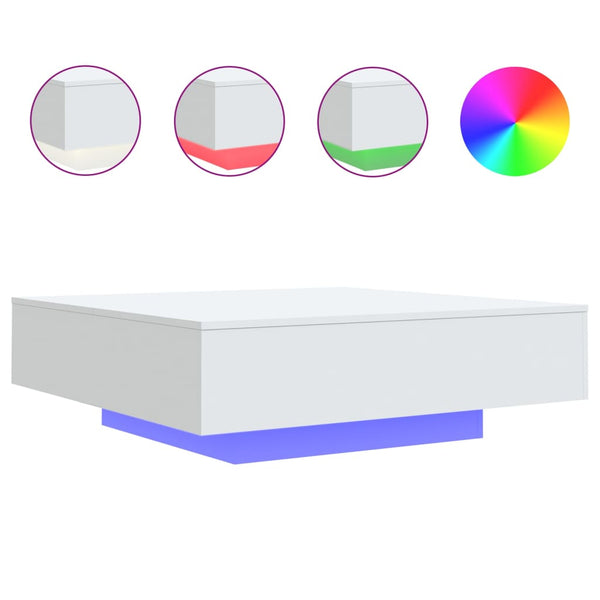 Coffee Tables Coffee Table With Led Lights White 100X100x31 Cm