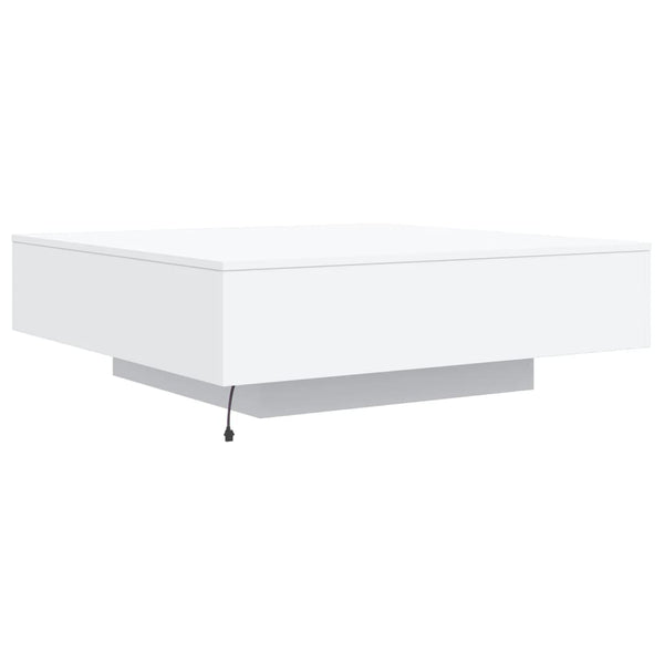 Coffee Tables Coffee Table With Led Lights White 100X100x31 Cm