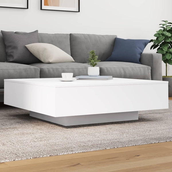 Coffee Tables Coffee Table With Led Lights White 100X100x31 Cm