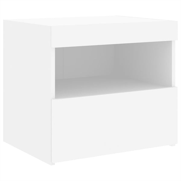 Bedside Tables Bedside Cabinets With Led Lights 2 Pcs White 50X40x45 Cm