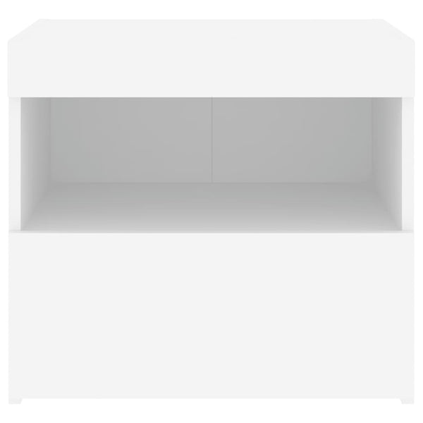 Bedside Tables Bedside Cabinets With Led Lights 2 Pcs White 50X40x45 Cm