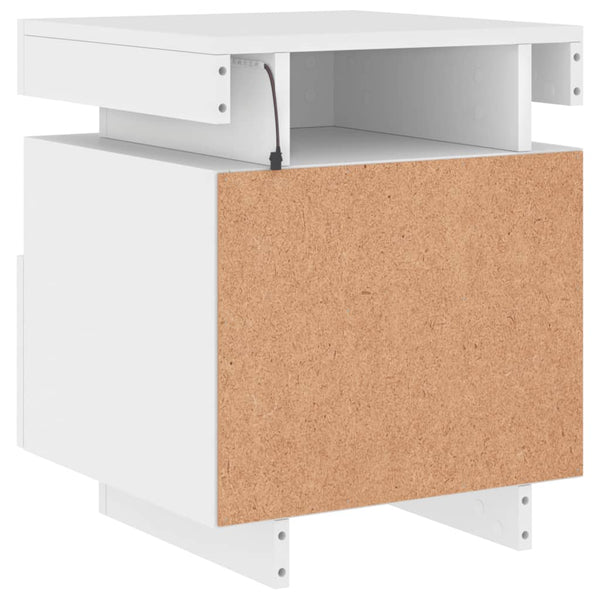 Bedside Tables Bedside Cabinets With Led Lights 2 Pcs White 40X39x48.5 Cm