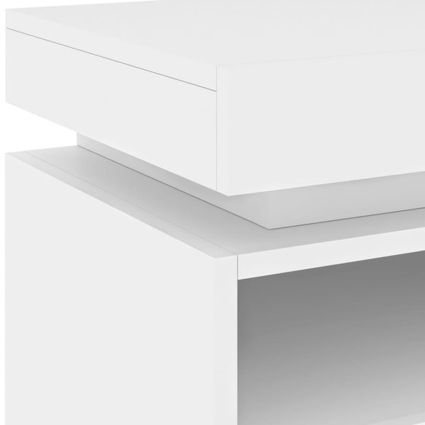 Bedside Tables Bedside Cabinets With Led Lights 2 Pcs White 40X39x48.5 Cm