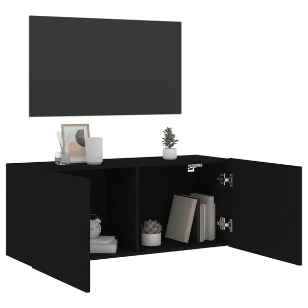 TV Stands & Entertainment Units Tv Cabinet Wall Mounted Black 100X30x41 Cm