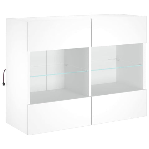 TV Stands & Entertainment Units Tv Wall Cabinet With Led Lights White 78.5X30x60.5 Cm