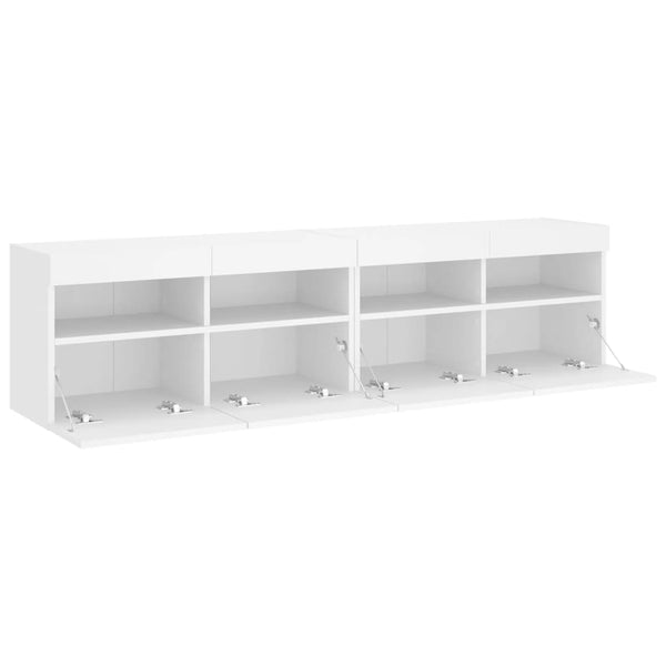 TV Stands & Entertainment Units Tv Wall Cabinets With Led Lights 2 Pcs White 80X30x40 Cm