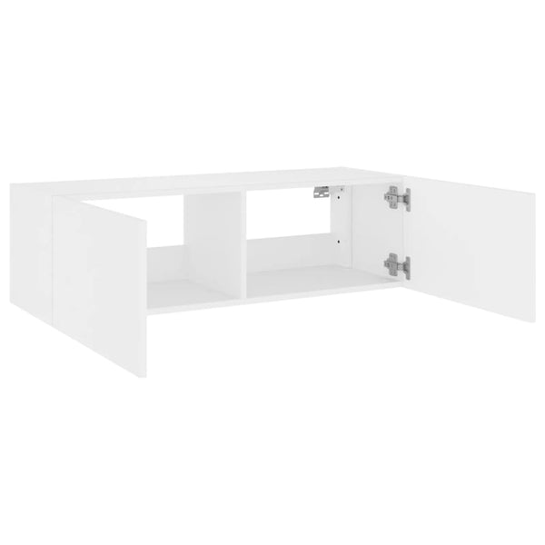 TV Stands & Entertainment Units Tv Wall Cabinet With Led Lights White 100X35x31 Cm