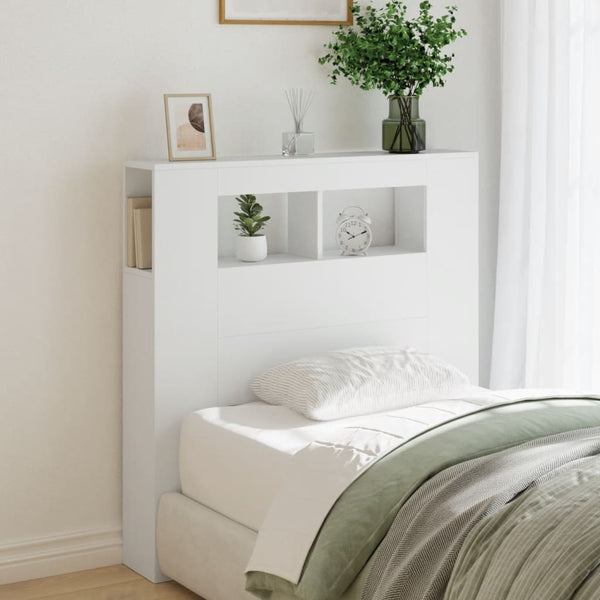 Headboards & Footboards Led Headboard White 100X18.5X103.5 Cm Engineered Wood