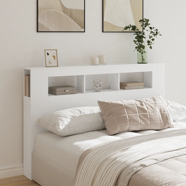 Headboards & Footboards Led Headboard White 160X18.5X103.5 Cm Engineered Wood