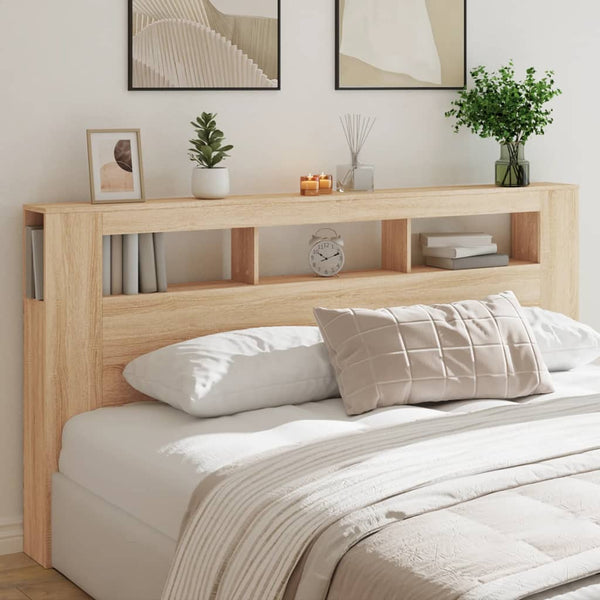 Headboards & Footboards Led Headboard Sonoma Oak 200 Cm Engineered Wood