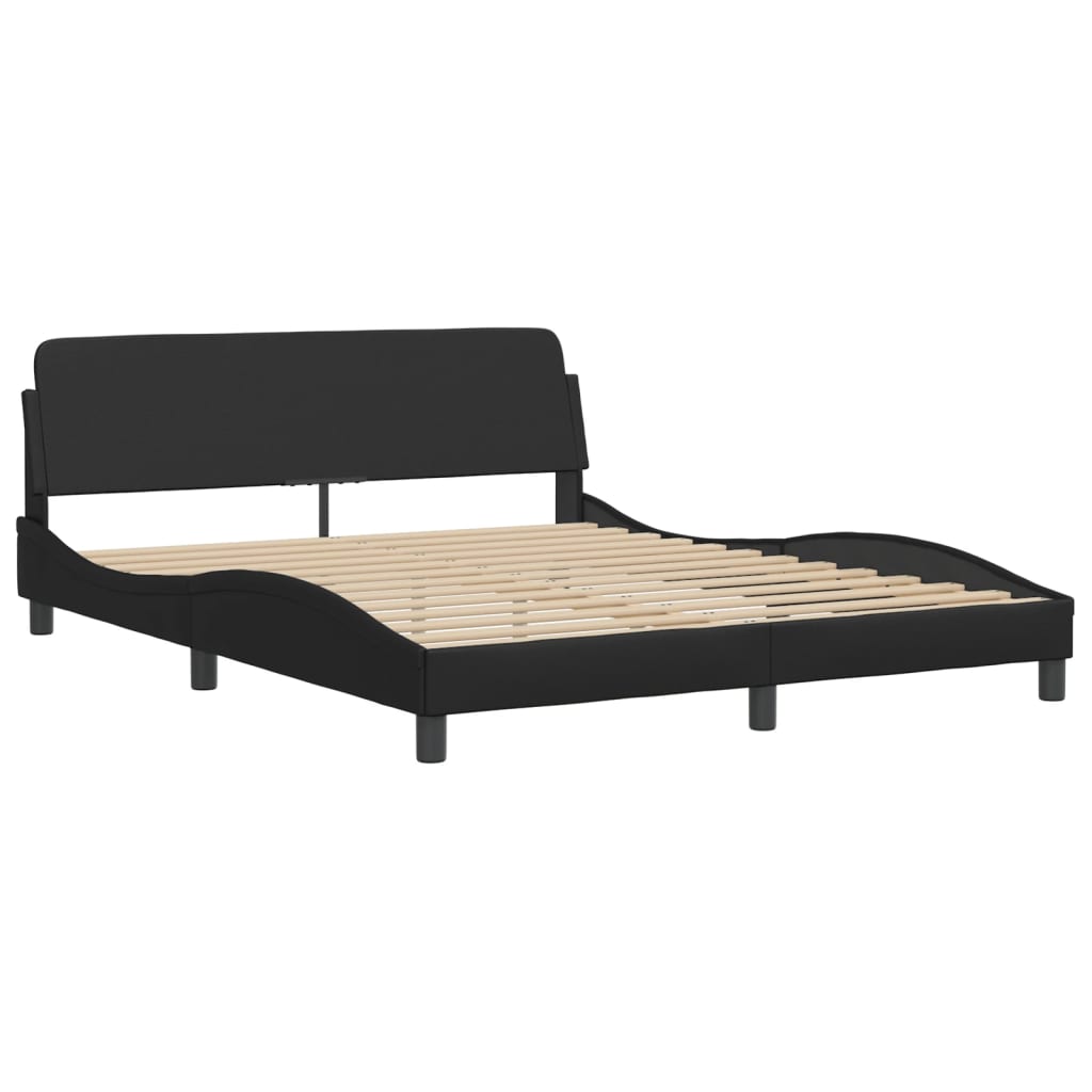 Single Bed Frames Bed Frame With Headboard Black 152X203 Cm Faux Leather