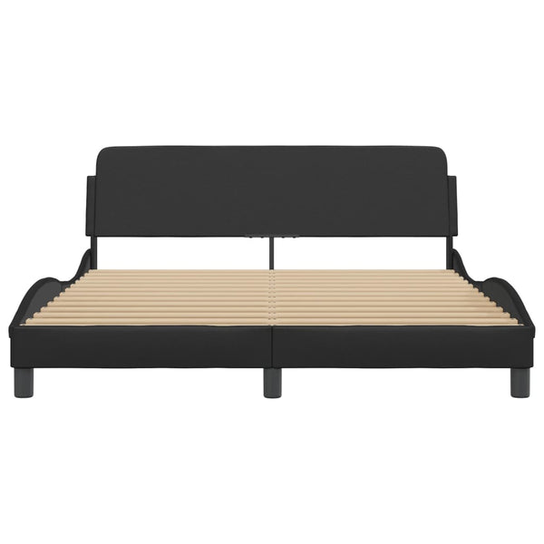 Single Bed Frames Bed Frame With Headboard Black 152X203 Cm Faux Leather