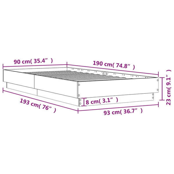 Single Bed Frames Bed Frame Black 90X190 Cm Engineered Wood