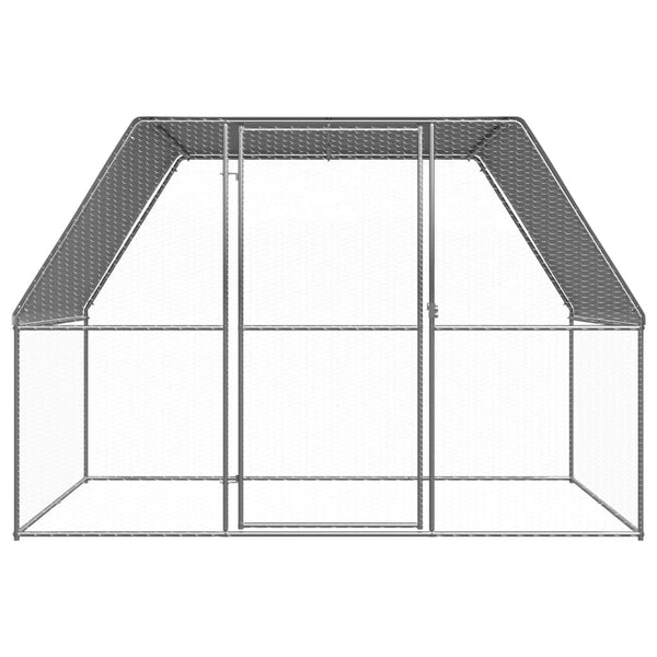 Small Animal Cages & Hutches Chicken Cage Silver And Grey 3X2x2 M Galvanised Steel