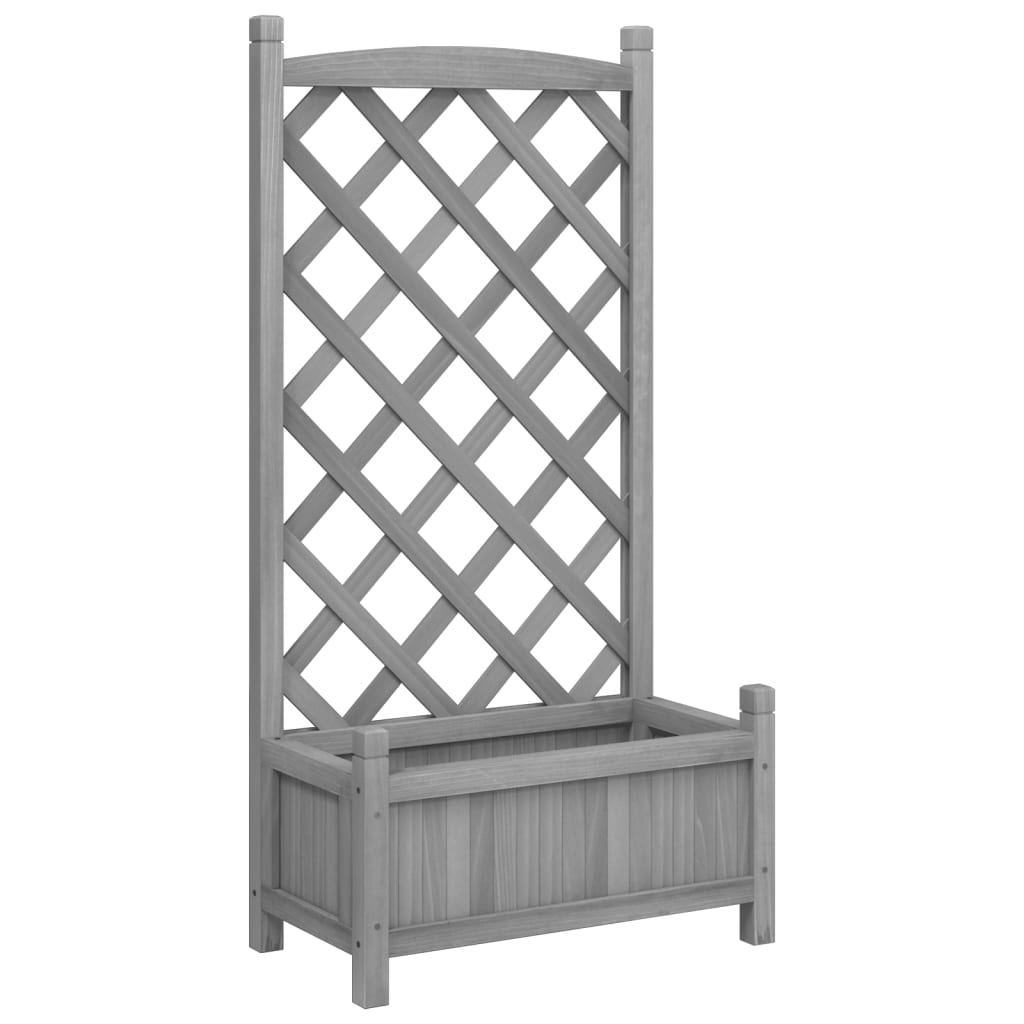 Trellises Planter With Trellis Grey Solid Wood Fir