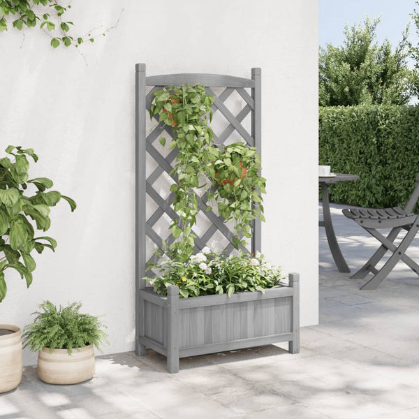 Trellises Planter With Trellis Grey Solid Wood Fir