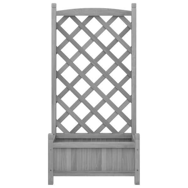 Trellises Planter With Trellis Grey Solid Wood Fir