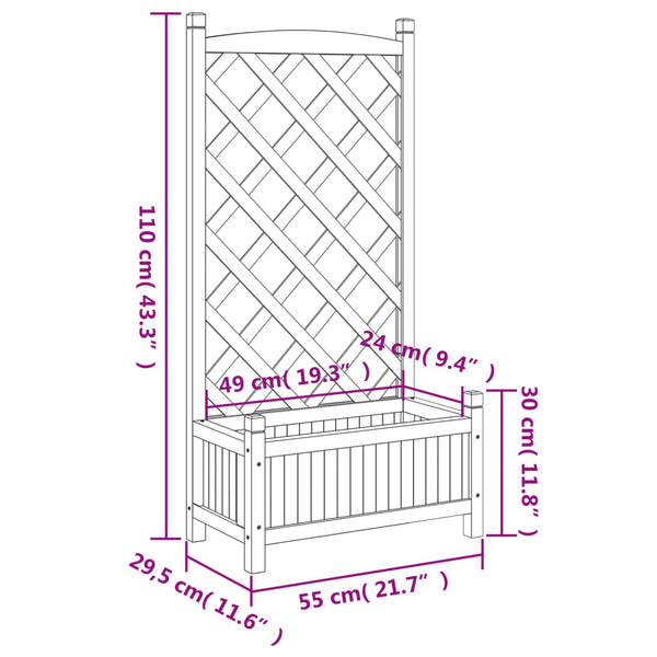 Trellises Planter With Trellis Grey Solid Wood Fir