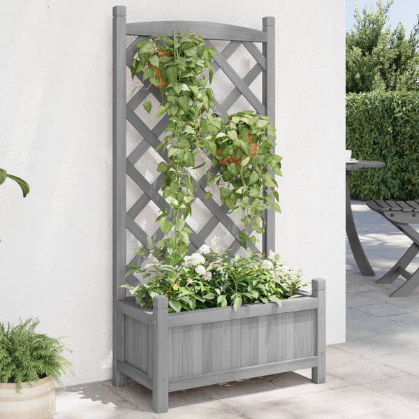 Trellises Planter With Trellis Grey Solid Wood Fir