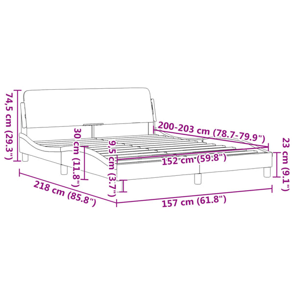 Queen Bed Frames Bed Frame With Headboard Black 152X203 Cm Fabric