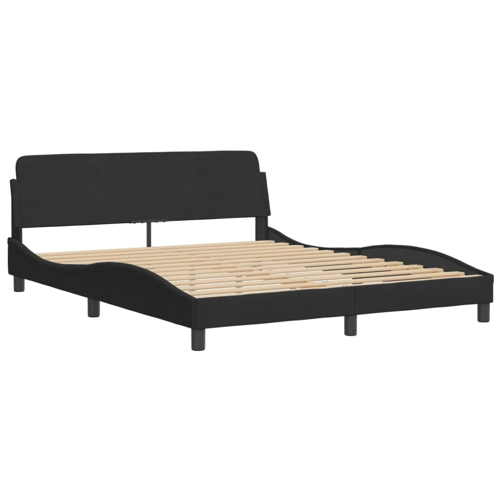 Queen Bed Frames Bed Frame With Headboard Black 152X203 Cm Velvet