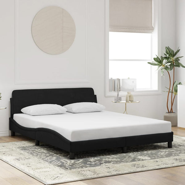 Queen Bed Frames Bed Frame With Headboard Black 152X203 Cm Velvet