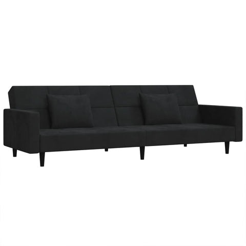 Kids Sofas Armchairs 2 Seater Sofa Bed With Two Pillows Black Velvet