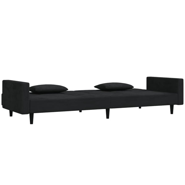 Kids Sofas Armchairs 2 Seater Sofa Bed With Two Pillows Black Velvet