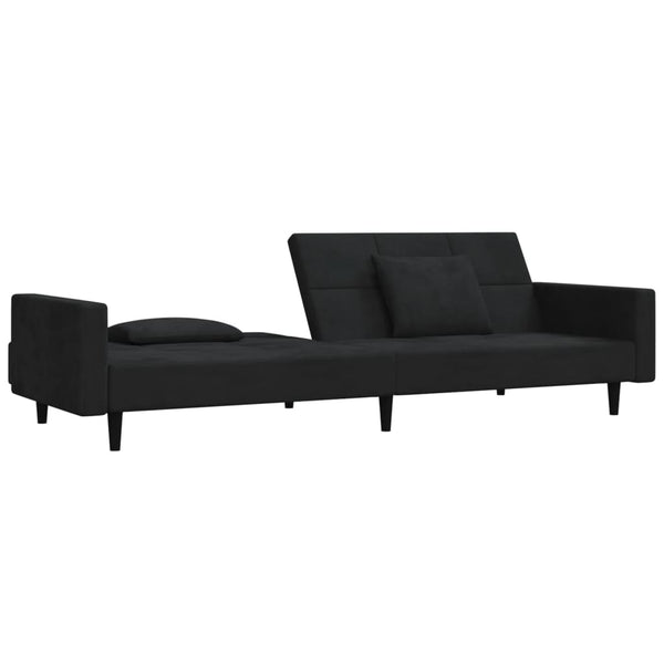 Kids Sofas Armchairs 2 Seater Sofa Bed With Two Pillows Black Velvet