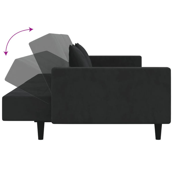 Kids Sofas Armchairs 2 Seater Sofa Bed With Two Pillows Black Velvet