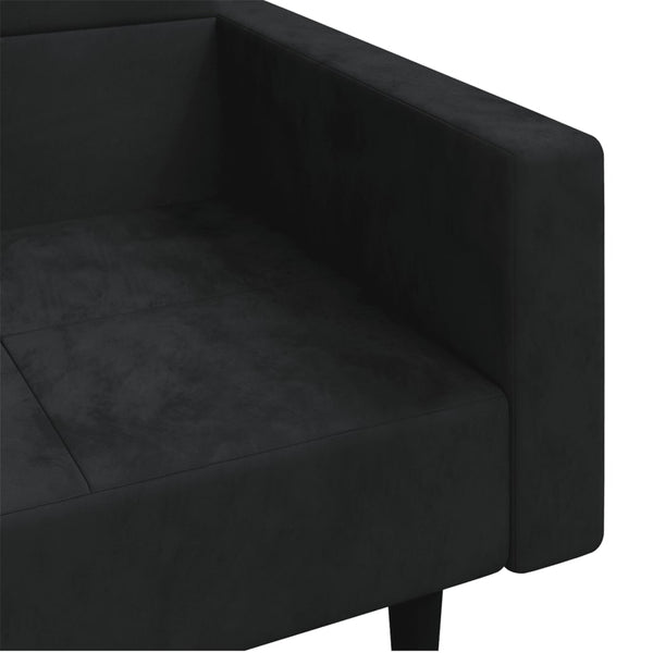 Kids Sofas Armchairs 2 Seater Sofa Bed With Two Pillows Black Velvet