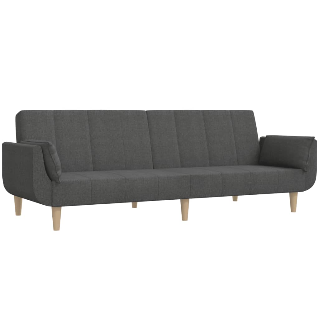 Sofas, Armchairs & Couches 2 Seater Sofa Bed With Two Pillows Dark Grey Fabric