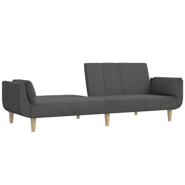 Sofas, Armchairs & Couches 2 Seater Sofa Bed With Two Pillows Dark Grey Fabric