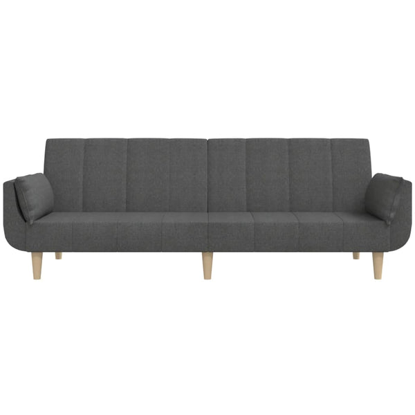 Sofas, Armchairs & Couches 2 Seater Sofa Bed With Two Pillows Dark Grey Fabric