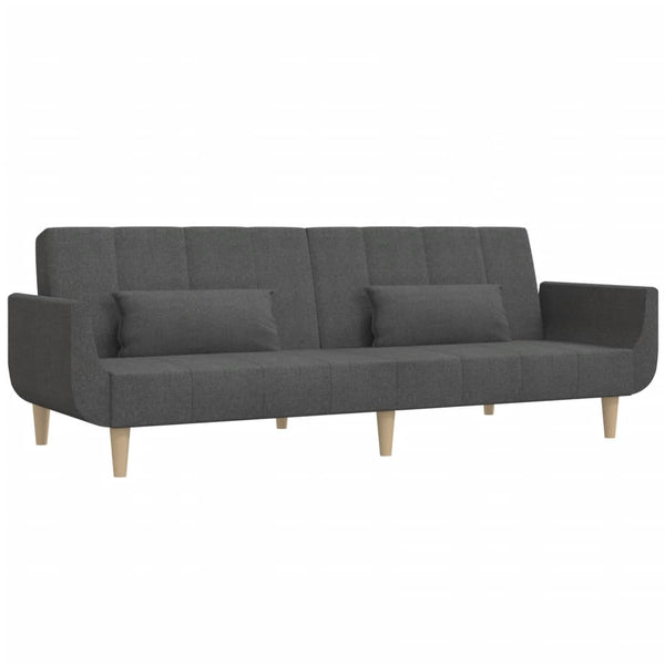 Sofas, Armchairs & Couches 2 Seater Sofa Bed With Two Pillows Dark Grey Fabric