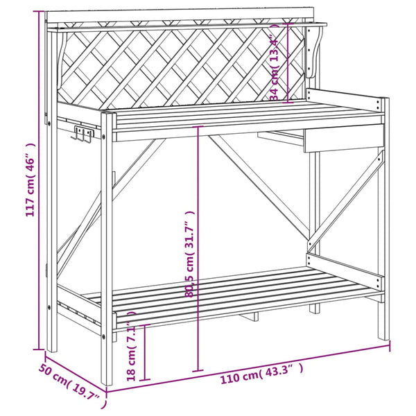 Trellises Potting Bench With Trellis Solid Wood Fir