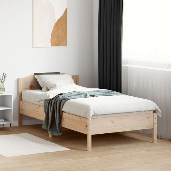 Headboards & Footboards Bed Frame With Headboard 90X190 Cm Solid Wood Pine