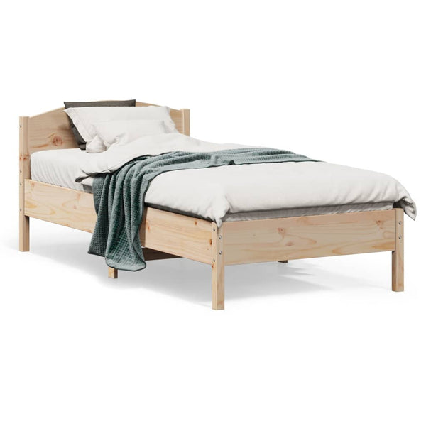 Headboards & Footboards Bed Frame With Headboard 90X190 Cm Solid Wood Pine