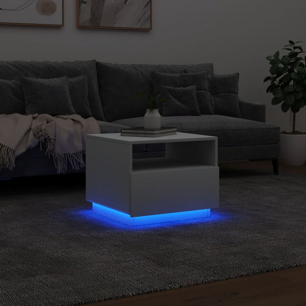 Coffee Tables Coffee Table With Led Lights White 50X49x40 Cm