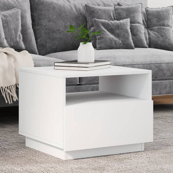 Coffee Tables Coffee Table With Led Lights White 50X49x40 Cm