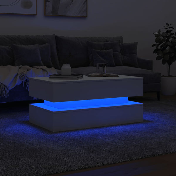 Coffee Tables Coffee Table With Led Lights White 90X50x40 Cm