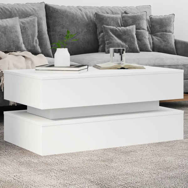 Coffee Tables Coffee Table With Led Lights White 90X50x40 Cm