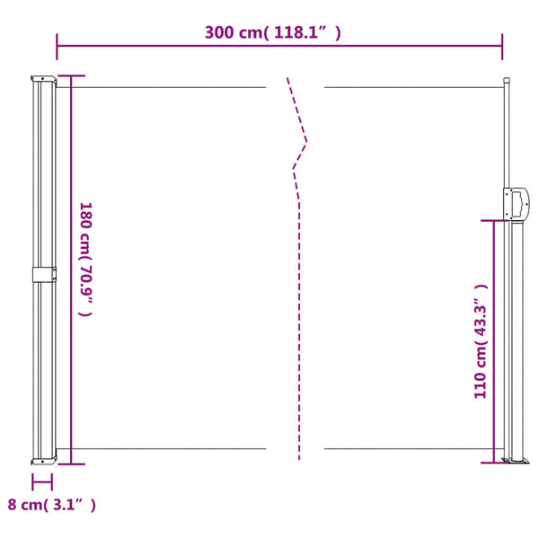 Awning & Canopy Parts Retractable Side Awning Anthracite 180X300 Cm