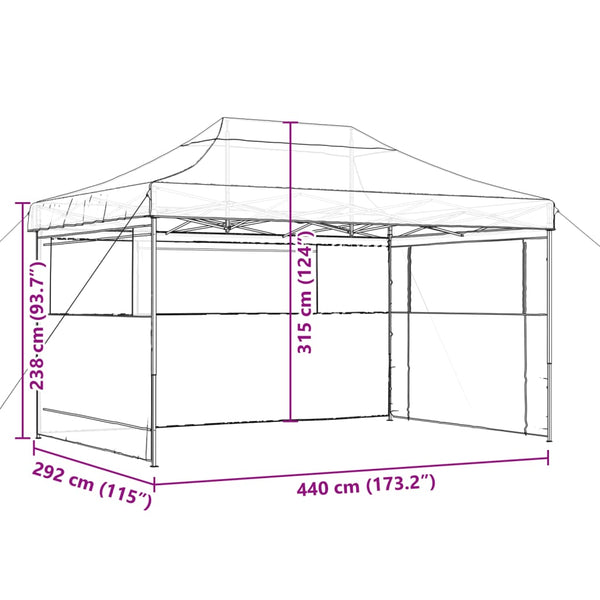 Marquees Foldable Party Tent Pop Up With 3 Sidewalls Beige