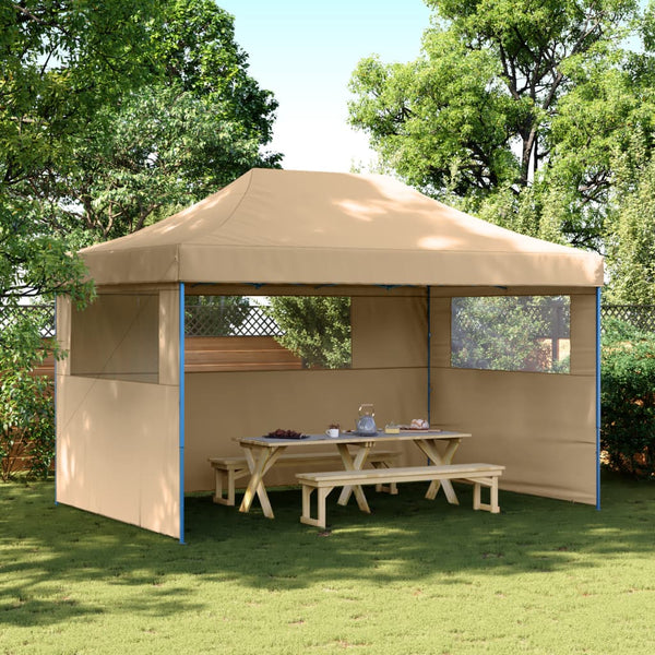 Marquees Foldable Party Tent Pop Up With 3 Sidewalls Beige