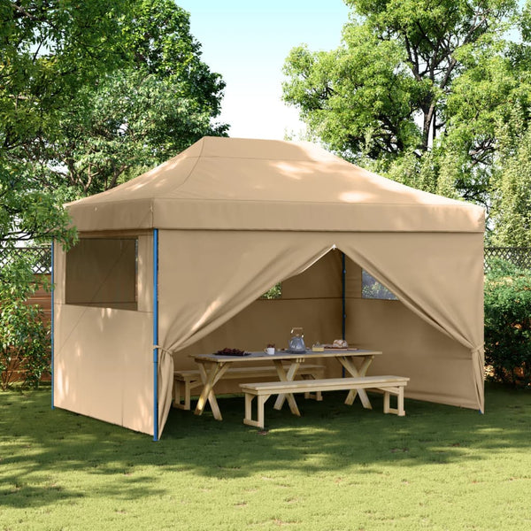 Awning & Canopy Parts Foldable Party Tent Pop Up With 4 Sidewalls Beige