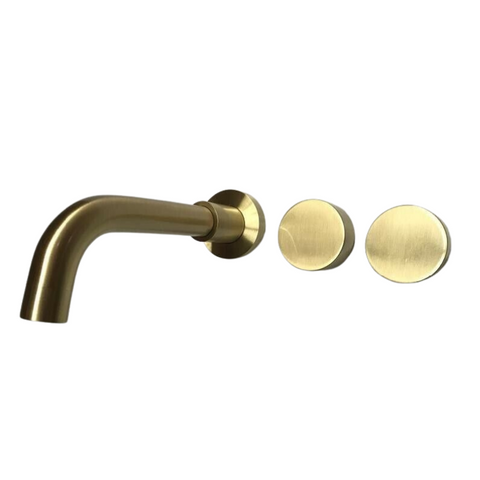 Bath Taps 2021 New Burnished Gold Brushed Brass Mixer Watermark Wels Round Taps Wall Faucet Basin