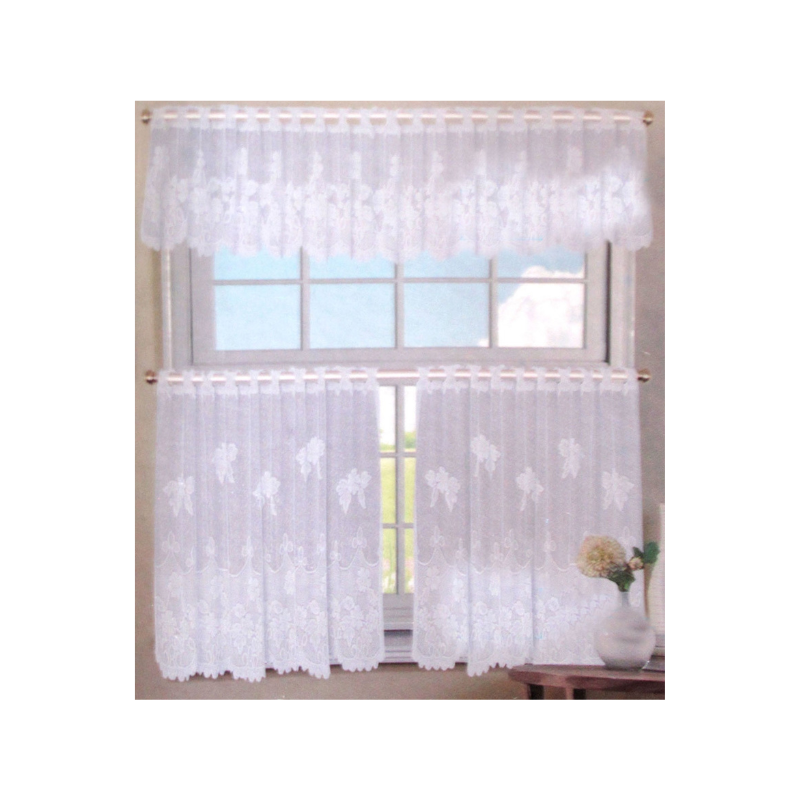 Curtains & Drapes 3 Pcs Cafe Flora Lace Curtain Set