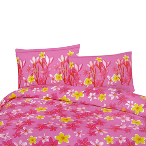 Quilt Covers 225Tc Polyester Cotton Frangipani Jungle Pink Quilt Cover Set King